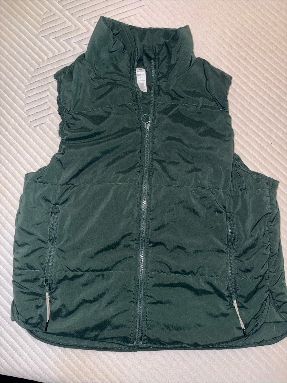 90 Degree By Reflex Forest Green Quilted Puffer Vest